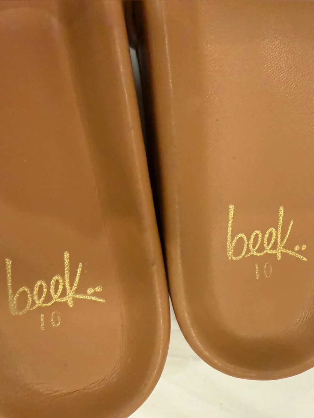 beek.. Pelican Leather Platform Sandal Honey Tan Size 10